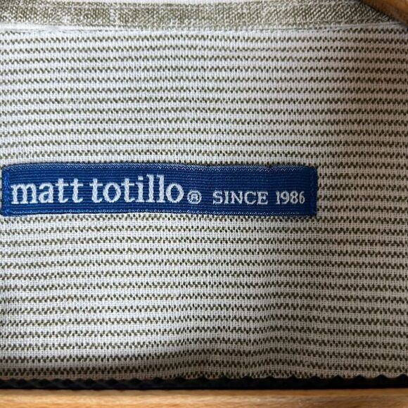 Matt Totillo Linen - Cotton Blend Button Down Shirt Striped, Long Sleeves - Picture 9 of 11